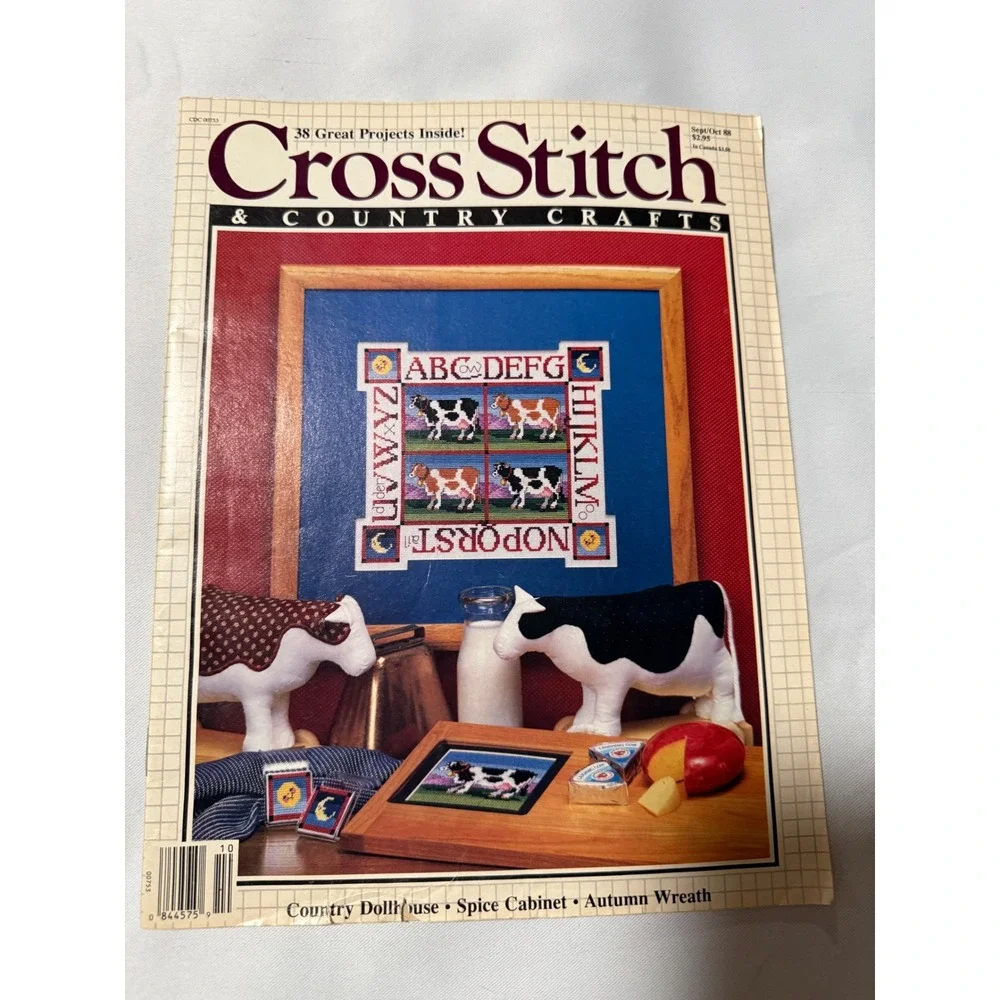 Lot of 7 Vintage Cross Stitch &‎ Country Crafts Magazines 1987-1989 Patterns